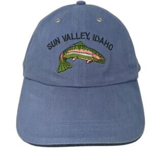Fahrenheit Blue Baseball Cap Sun Valley Idaho Rainbow Trout Embroidery OSFM